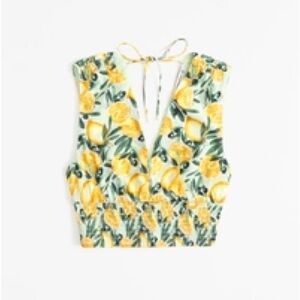 Abercrombie Linen-blend V-neck tie back set top